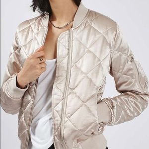 quilted satin bomber jacket
